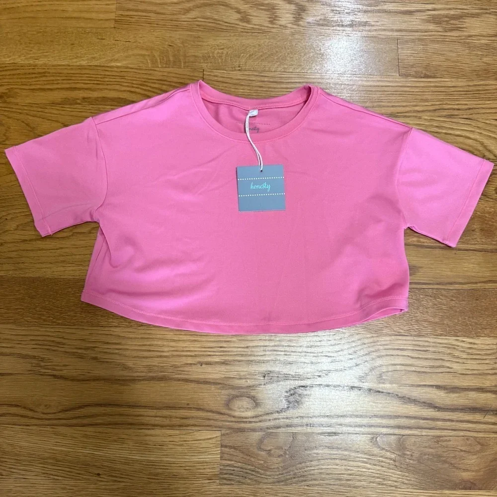 Honesty Light Pink Crop Top Tween Girl's Short Sleeve Casual T-Shirt